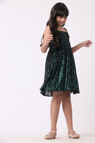 Teal Solid Flared Dress, Teal, image 2